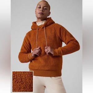 Athleta Womens Tugga Sherpa Hoodie Cattail Brown Thumb Holes Size S